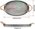 Hipiwe Galvanized Metal Iron Tray Farmhouse Serving Trays with Rope Handle - Image 6