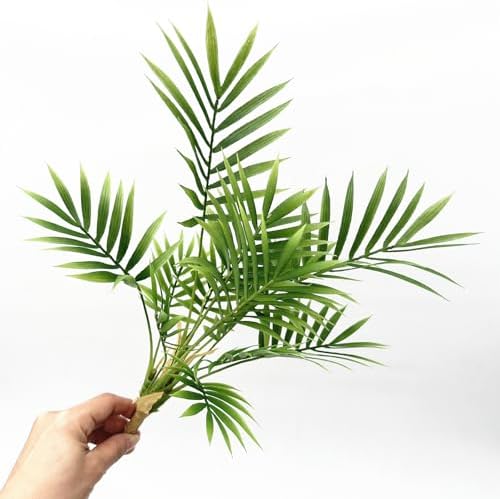 Artificial Parlor Palm Plant, Realistic Faux Tropical Greenery Stem Small Potted Fake Areca Palm Leaves Mini Palm Tree for Vase Fill, Home Office Decor, Indoor Garden Wedding Event Decoration 1 Pack - Image 3