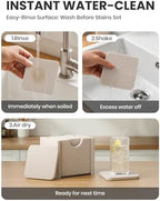 Fluxynara Felt Coasters with Holder, Set of 8 for Drinks, Stone Beige - Image 7