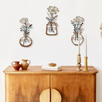 ARTINME 3 Pieces Metal Flowers Wall Arts - Rustic Farmhouse Decor Minimalist Flower Wall Decors for Living Room Bathroom Kitchen Bedroom Dining Room - Housewarming Gifts (Brown) - Image 6