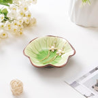 JAMEND CLXP Ice Cracking Leaf Jewelry Dish, Decorative Ring Holder Small Trinket Tray Bowl, Gifts for Daughter Mom Friends, Grass Green. - Image 3