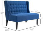 HOMCOM Wingback Double Sofa Linen Fabric Upholstery Button Tufted Loveseat - Image 3