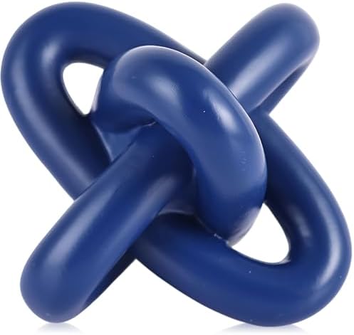XMGZQ Blue Knot Decor for Coffee Table Book,Chain Link Decor for Bookshelf Entry Table TV Stand,Navy Knot Sculpture for Home Living Room,Object Decoracions para sala,adornos para sala Modernos by XMGZQ