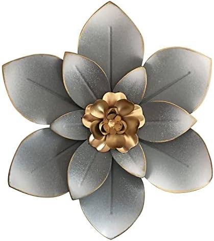 Metal Flower Wall Art Decor, 10“ Rustic Modern Floral Sculpture, Distressed Iron Wall Hanging Home Decoration Accent Artworks for Indoor Kitchen Bedroom Living Room Office Outdoor Garden Patio by Picfarce