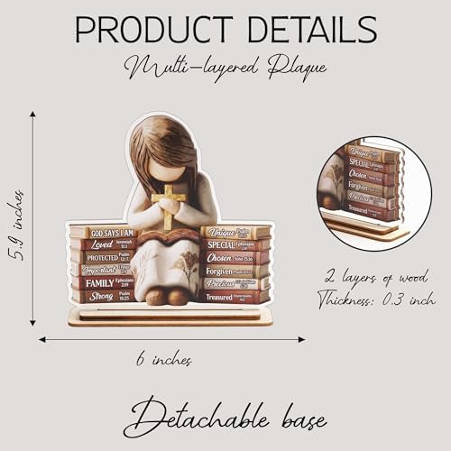 Christian Gifts for Women, God Says I Am Bible Verse Decorative Wooden Sign - Image 6