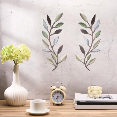 Zhengmy 2 Pcs Metal Leaf Wall Art Vine Branch Decor,Colorful - Image 6