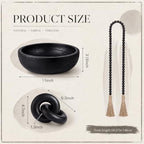 Novabright Farmhouse Wooden Bowl Set with Chain Beads, Black - Image 2