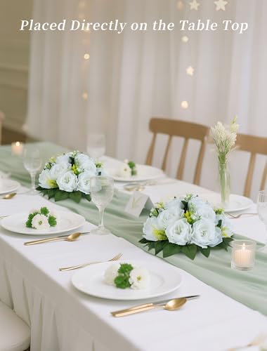 BLOSMON White Roses Artificial Flower for Home Decoration: 2 Pcs, Reusable - Image 2