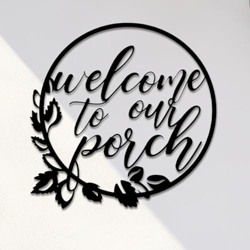 Hotop Welcome to Our Porch Metal Sign for Outdoor Decor, Black by HOTOP