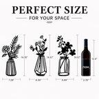 Qzmaikoo 3 Pieces Black Metal Flowers Wall Decor Vase Art Sculptures Hanging for Indoor Kitchen Bathroom Dining Room Patio, 14.56x7.48 Inches - Image 4