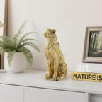 Cheetah Statue for Home Decor, 8" Resin Sitting Leopard Sculpture, Gold Desktop Decoration for Living Room, Dining Room, Office,Shelves, Tv Stand, Coffee Table or Entry Way - Image 5