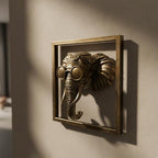 Newinhome Animal Heads Wall Decor (Includes Metal Frame) Resin Animals Sculptures Head Wall Hanging Decoration Gold vintage Wall Sculpture for Living Room Bedroom Office (Elephant) - Image 2