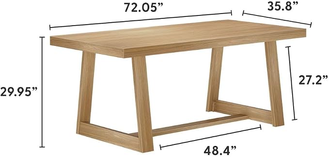 Plank+Beam 72 Inch Farmhouse Dining Table, Solid Wood Rustic Kitchen Table - Image 2