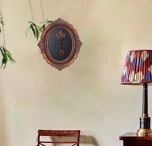 S-MANTIS Vintage Wall Sculpture, Antique Pediment, Hallway Wall Art, Hand Painted Wall Decoration With Embossed Intricate Key Design, Oval Aesthetic Room Décor, Gallery, Unique Gift (Antique Gold-Key) - Image 5