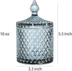 Sizikato Diamond Faceted Glass Candy Jar with Lid, 10oz Grey Decorative Jar, Nut Jar, Dried Fruit Storage Jar. - Image 2