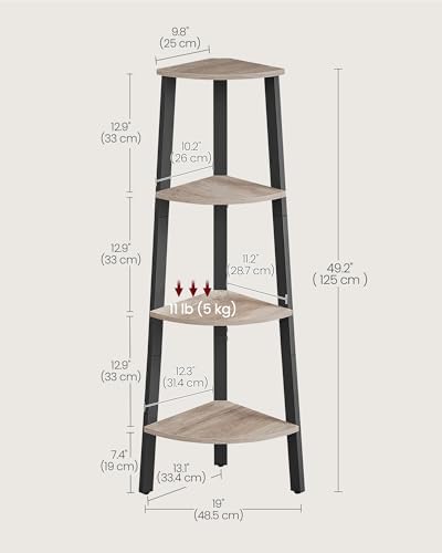 VASAGLE 4-Tier Corner Shelf Stand, Modern Ladder Shelf - Image 3