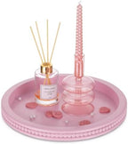 Hanobe Pink Round Decorative Tray with Beaded Edge by Hanobe