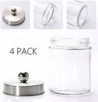 Tbestmax Glass Qtip Holder Dispenser, 10-Ounce Bathroom Containers Apothecary Jars with Metal Lids for Cotton Ball Swab Pad (4 Pack) - Image 2