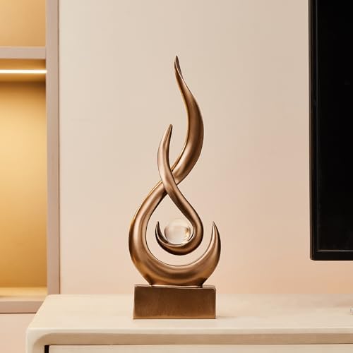 FJS Bronze Abstract Flame Sculpture for Living Room Coffee Table Decor - Image 2