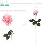 Kimura's Cabin 12pcs Real Touch Roses Artificial Flowers Lifelike Rose,Pink - Image 2