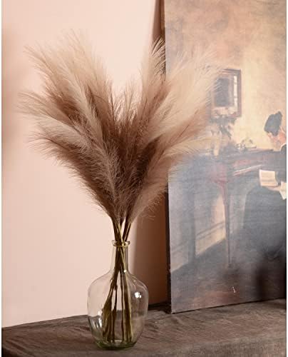 Faux Pampas Grass, 9 PCS 37''/3.1FT Tall Fluffy Fake Pompas Floral, Large Artificial Pompous Grass Branches for Floor Vase Fillers, Boho Farmhouse Room Wedding Decor (Mixed Color) - Image 3
