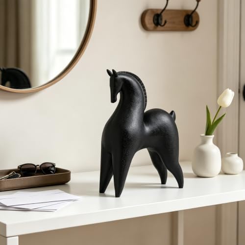 Cynkeyee Black Horse Statue Home-Decor - 11.5 Inch Modern Abstract - Image 5