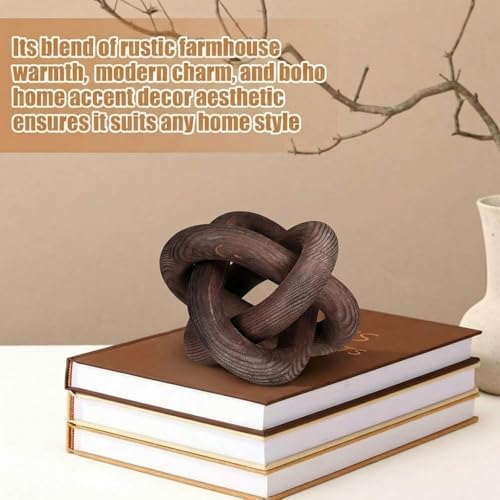 Yalikop 3 Link Wood Knot Decor Rustic Table Shelf Accents, Black Walnut - Image 4