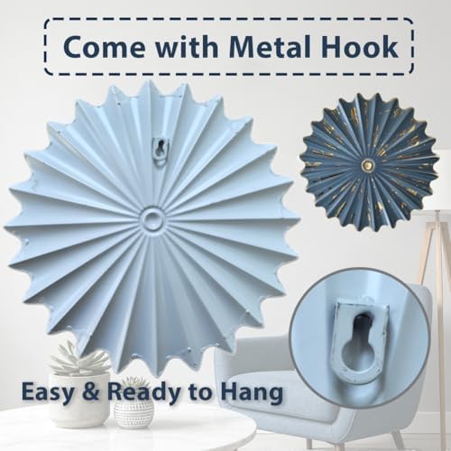Metal Wall Sculpture,11.4'' Distressed Radial Sunburst Wall Art Decor - Image 4