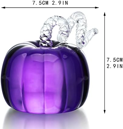 Purple Crystal Pumpkin Figurine Glass Sculpture Thanksgiving Fall Decor - Image 6