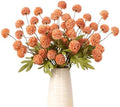 10Pcs 20.5" Artificial Pompon Mum Silk Flower Stems, Fake Chrysanthemum Ball Faux Flowers for Vase, Fall Floral Stems for Indoor Home Decor Wedding Centerpieces, Rose Red (No Vase) by ENALGRE