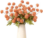 10Pcs 20.5" Artificial Pompon Mum Silk Flower Stems, Fake Chrysanthemum Ball Faux Flowers for Vase, Fall Floral Stems for Indoor Home Decor Wedding Centerpieces, Rose Red (No Vase) by ENALGRE