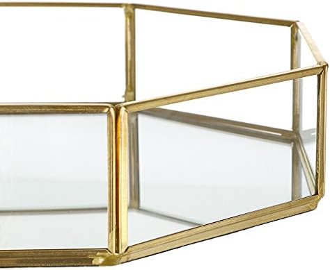 Hipiwe Gold Perfume Tray - Glass Mirrored Makeup Tray, Large 12.4"x 8.2" - Image 4