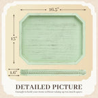 Wooden Decorative Tray, Rustic Sage Serving Tray with Wood Bead, Coffee Tabl, 16.5" x 13"x 1.6" (Sage Green) - Image 2