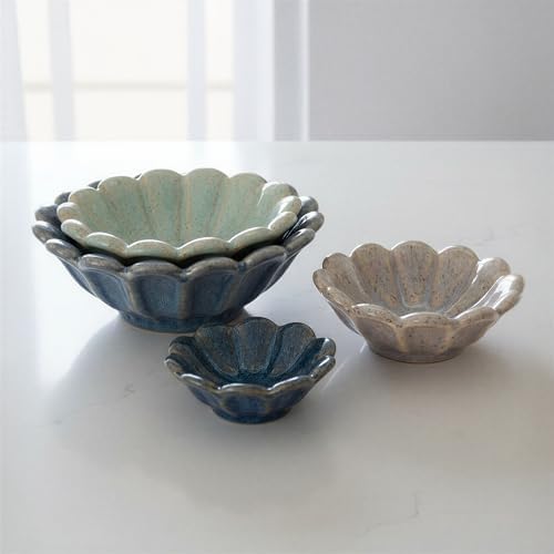 Creative Co-Op 4-Piece Stoneware Flower Shaped Bowl Set in Reactive Glaze, Multicolor - Image 7