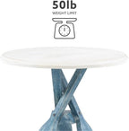 Pemberly Row Transitional Wood Side Table, 22 in Round Distressed Cream and - Image 7