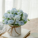 TKAS Fake Flowers Arrangement in Ceramic Vase, Artificial Faux Silk Hydrangea, Small Realistic Dried-Style Floral, Dining Table Centerpiece for Wedding Party Home Decoration (Blue) - Image 4