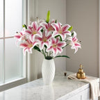 12 Artificial Lily Flowers with 9 Heads Full Bloom Lily & 3 Buds, Long Stem Artificial Stargazer Lilies, Faux Tiger Bouquets for Home Hotel Office Party Decor Table Centerpieces（Light Pink） - Image 7