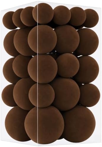46Pcs Velvet Christmas Ball Ornaments Set - Flocked Shatterproof Christmas Tree Decorations Classic Hanging Ornaments with Rope for Xmas Wreath Holiday Home Decor (Multi-Size, Brown) by Unknown