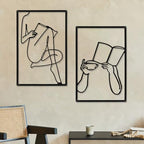 CHENGU 3 Pieces Metal Minimalist Abstract Woman Wall Art Line Drawing Wall Art Decor Single Line Female Home Hanging for Kitchen Bathroom Living Room - Image 4