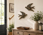 AMOIENSIS 4.75 Inch Vintage Swallow Bird Wall Sculpture Set of 2 - Image 2
