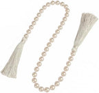 34 Inch Pearl Glass Bead Garland with Tassels-1 Pack,Off White - Image 6