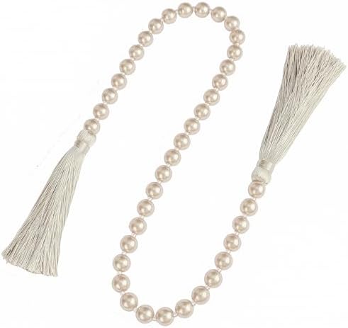 34 Inch Pearl Glass Bead Garland with Tassels-1 Pack,Off White - Image 6