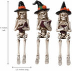 Dlfghos 3 Pieces Halloween Skeleton Statue Halloween Skull Figurine Home Decor Reading Skeleton Figurines Decorations for Indoor Fireplace Home Kitchen Desk Office Party - Image 6