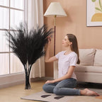 7 Pcs 45" Faux Pampas Grass – Fluffy Artificial Pompous Grass for Tall Floor Vase, Non-Shedding Home Decor, Boho Wedding Flowers, Baby Shower Centerpieces, Bedroom & Living Room Decor (Black) - Image 6