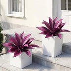 Artificial Agave 16.5In Faux Agave Fake Greenery Outdoor Artificial Plant Fake Plant for Indoor Home Decoration Plastic Plant Outdoor Decor Front Porch Decor Simulation Plants 2Pack(Purple) by ENALGRE