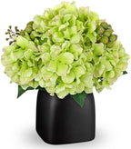 Briful Artificial Green Hydrangea Arrangement, Matte Black Vase Centerpiece by Briful