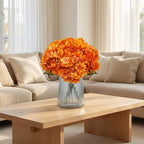 6Pcs 13" Burnt Orange Silk Hydrangea Artificial Flowers - Image 5