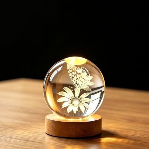 Butterfly Flowers Crystal Ball Gifts for Women Girlfriend Wife Mom Lovers - Image 2