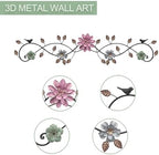Birminwind Metal Flower Wall Art above Door: 3D Floral Wall Décor above Window with Bird Leaves - 32.28" French Country Decoration above Bed Couch Tv (Colorful) - Image 2