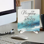 Christian Sign Wooden Decor 5"X5", Psalm 93:4 Wooden Desk Table Sign for Home Shelf Restroom Living Room, Religious Bible Verse Desk Table Gifts for Friends Woman Man (5x5 Inch) - Image 2